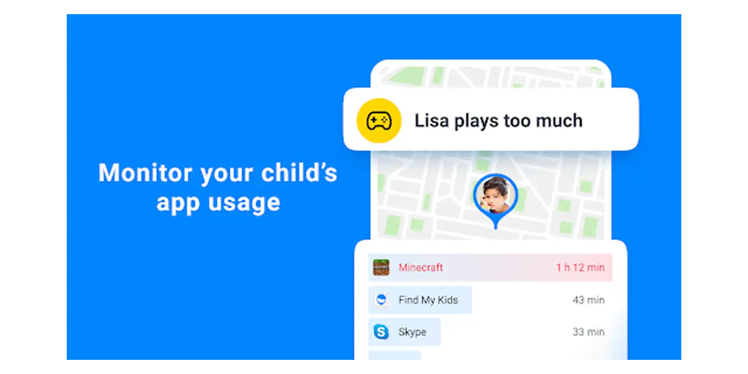 screenshot of the start page of the app Findmykids